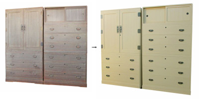 木製箪笥　カビあり　剥がれあり 桐たんすのカビについて 桐たんす修理・リメイク・カビ直し （株）蔵